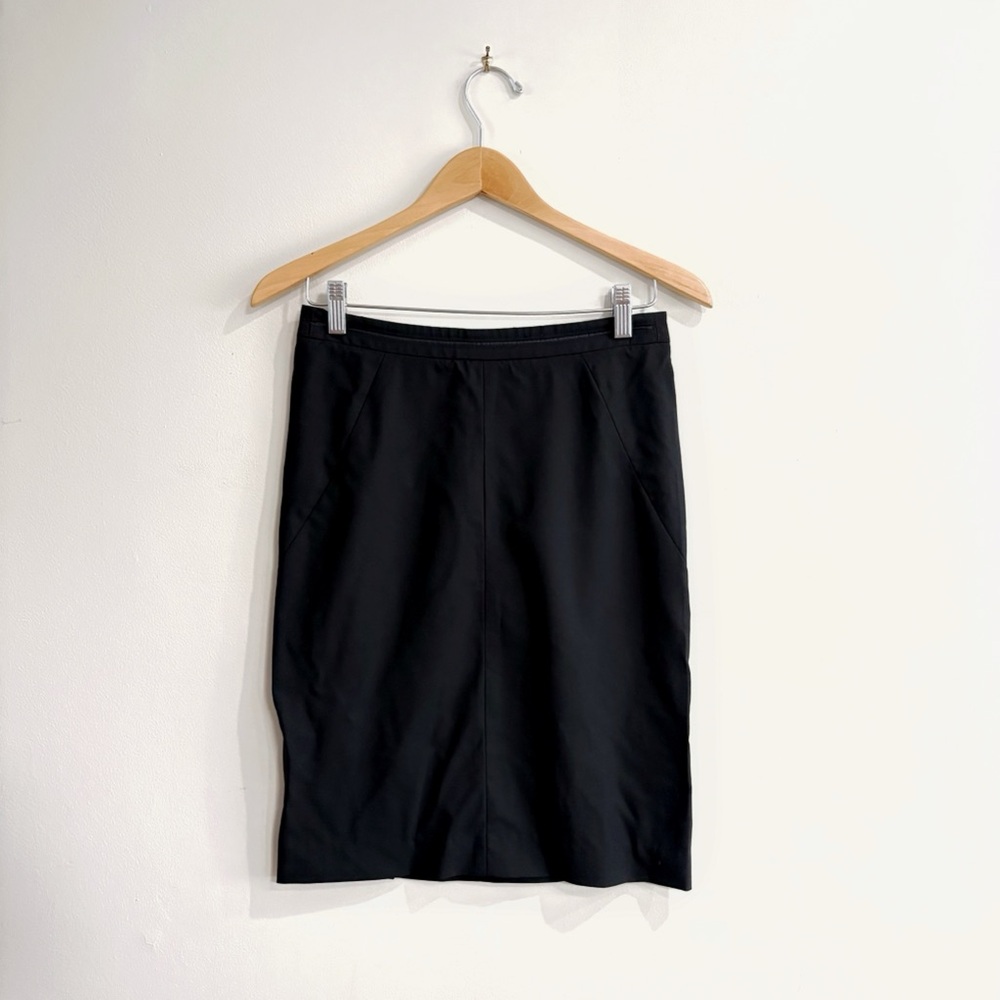 Theory Black Pencil Skirt Size 00 – Back Zip, Double Slit, Office Career
